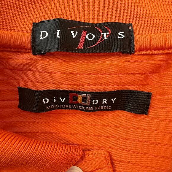 Divots Men's Div Dry Moisture Wicking Short Sleeve Golf Polo Shirt Orange Sz XL - Picture 3 of 10